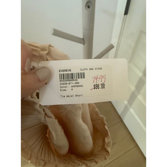 Cloth & Stone Evereve Tie Waist Linen Blend Shorts Warm Sand Size Medium - Picture 7 of 11